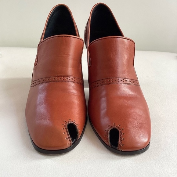 Celine Leather Brown Peep Toe Pump 80 SZ 6/36 - Picture 5 of 12